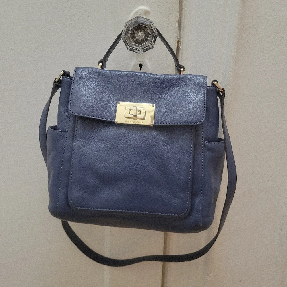 Michael Kors Blue Sloan top handle satchel bag. EUC. Career Minimalist‎ Preppy